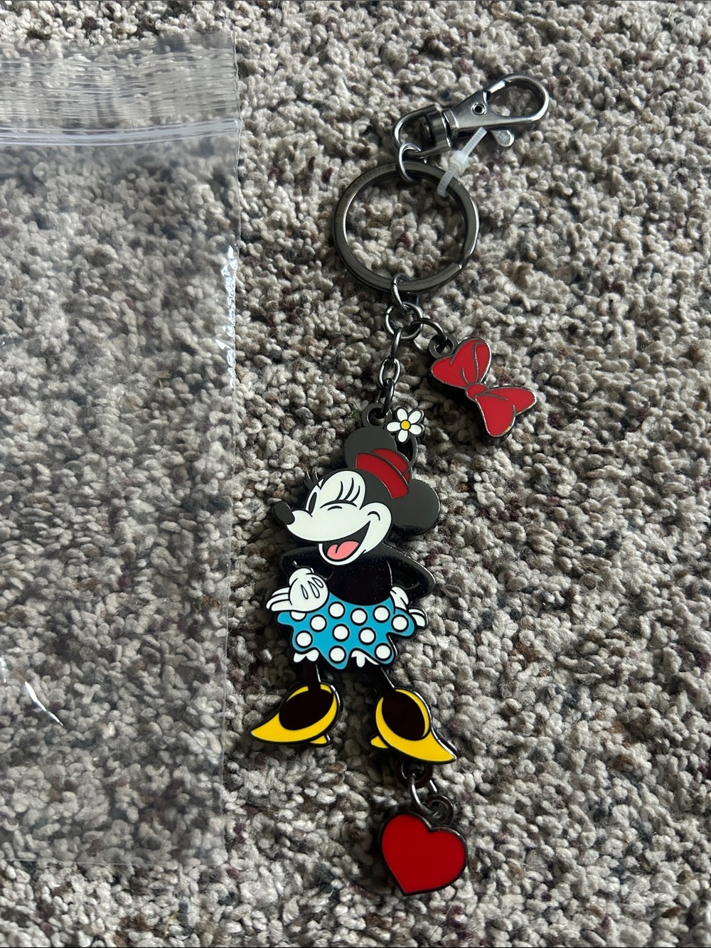 Disney Minnie Mouse Polka Dot Keychain - Black, Red, Yellow, Blue